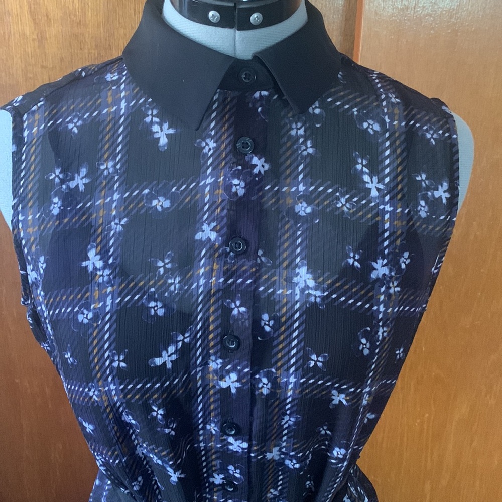 Simply Vera Wang hi-lo floral plaid dress M - Picture 3 of 13